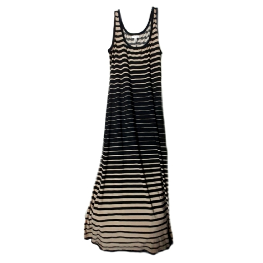 Black and Tan Stripe Maxi Dress - Picture 1 of 3
